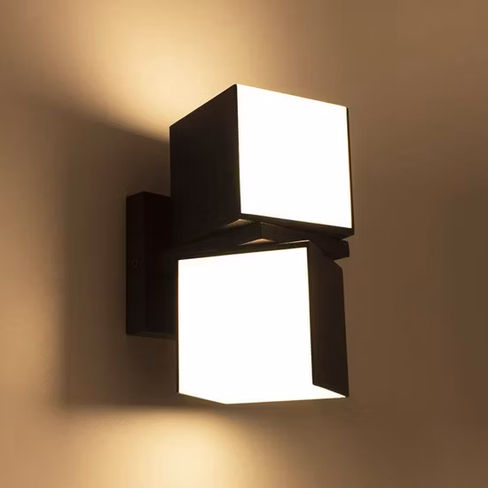 Corridor up and Down IP65 External Aluminum Black Housing Direct Indirect Night Sconce Lighting Fixrures Stairs LED Wall Mounted Lamp Fitting Outdoor Wall Light