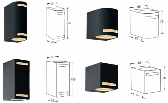 アルミニウム押出強化ガラス 1*GU10 1*35W ハロゲンランプまたは 1*5W LED 電球上下ウォールウォッシャーランプガーデンライト LED アウトドアライトウォールライト